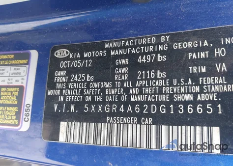 2013 Kia Optima Sx from USA, damaged, VIN 5XXGR4A62DG136651